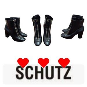 Schutz womens black leather zip bootie size 7